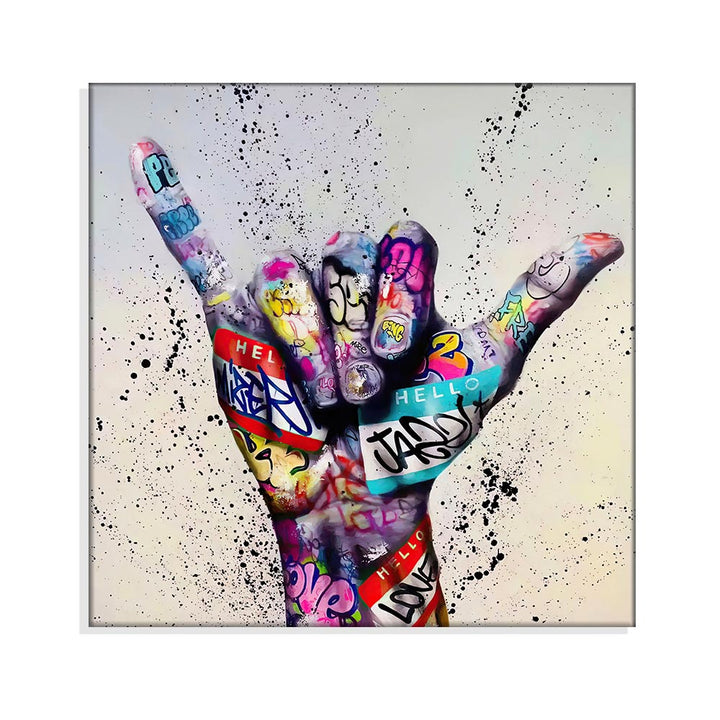 Abstract Gesture Graffiti Art Canvas Painting Hand Wall Art Street Pos