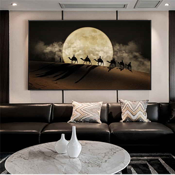 Desert Moon Night Wall Art Poster Canvas Painting