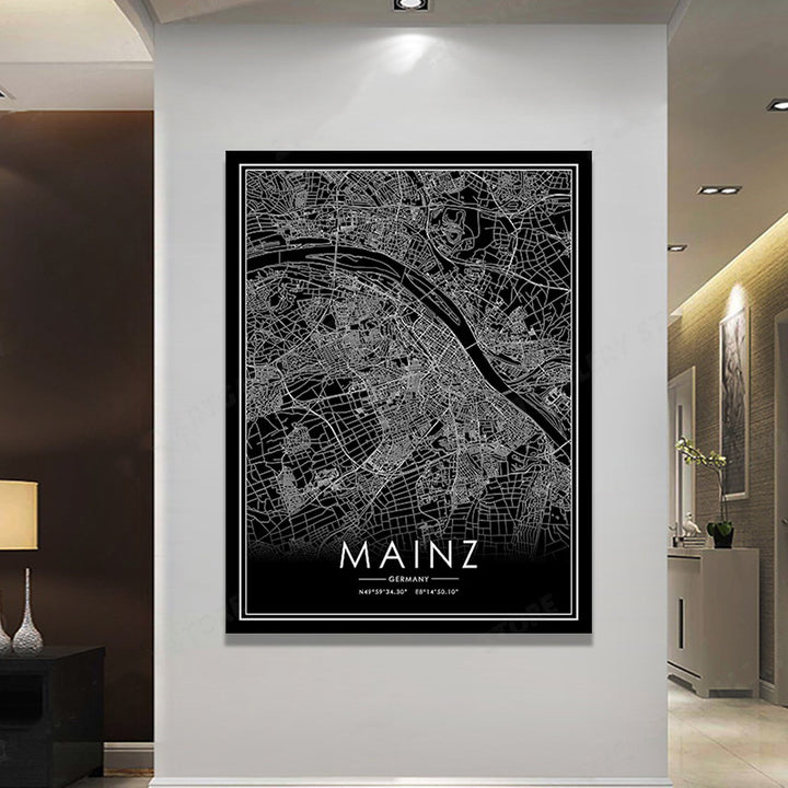 Map Printing Canvas Wall Art Picture Decorative Painting